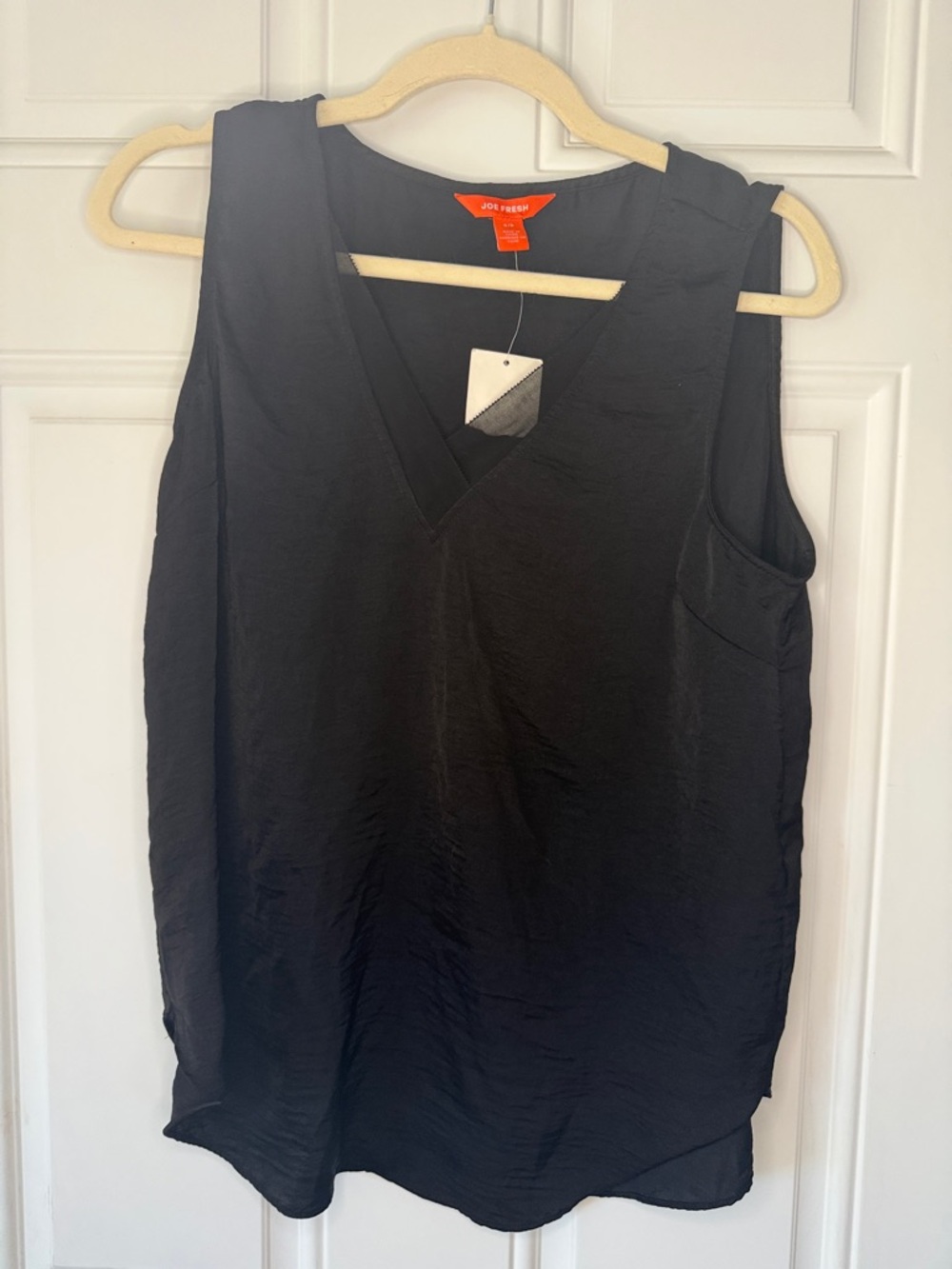 Joe Fresh Black V-Neck Silk-Feel Sleeveless Camisole